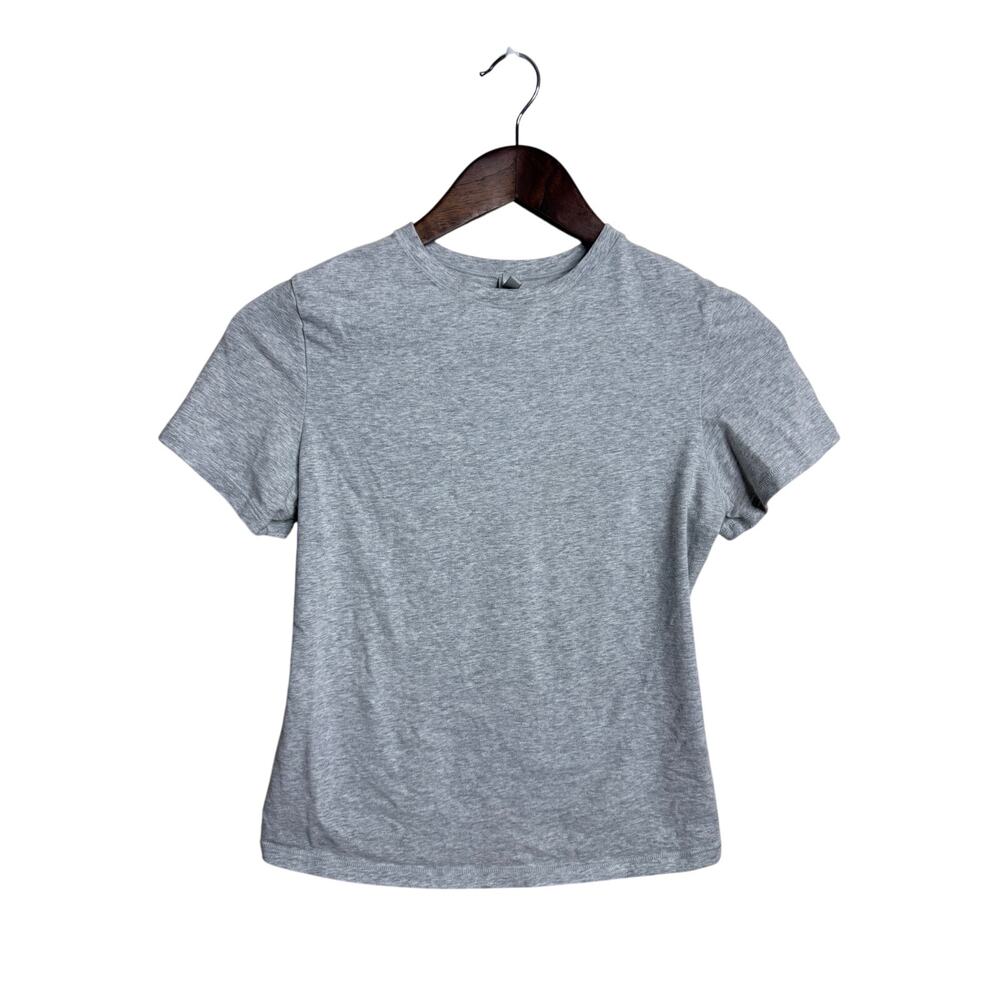 SKIMS Cotton Jersey T-Shirt Heather Gray Stretch Fitted Crewneck M